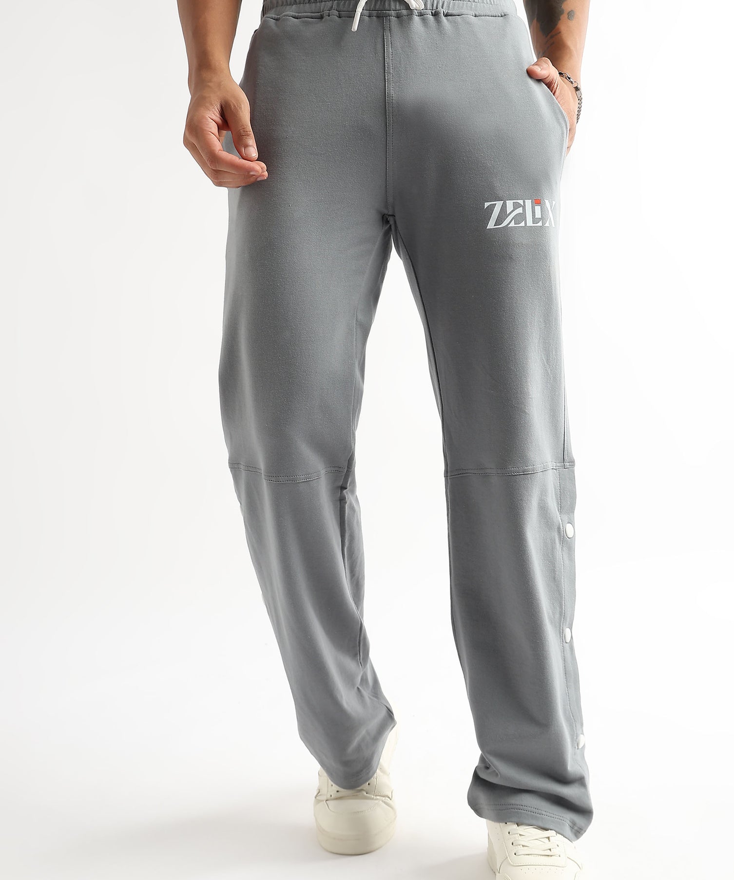 Urban graffiti print grey casual jogger pants