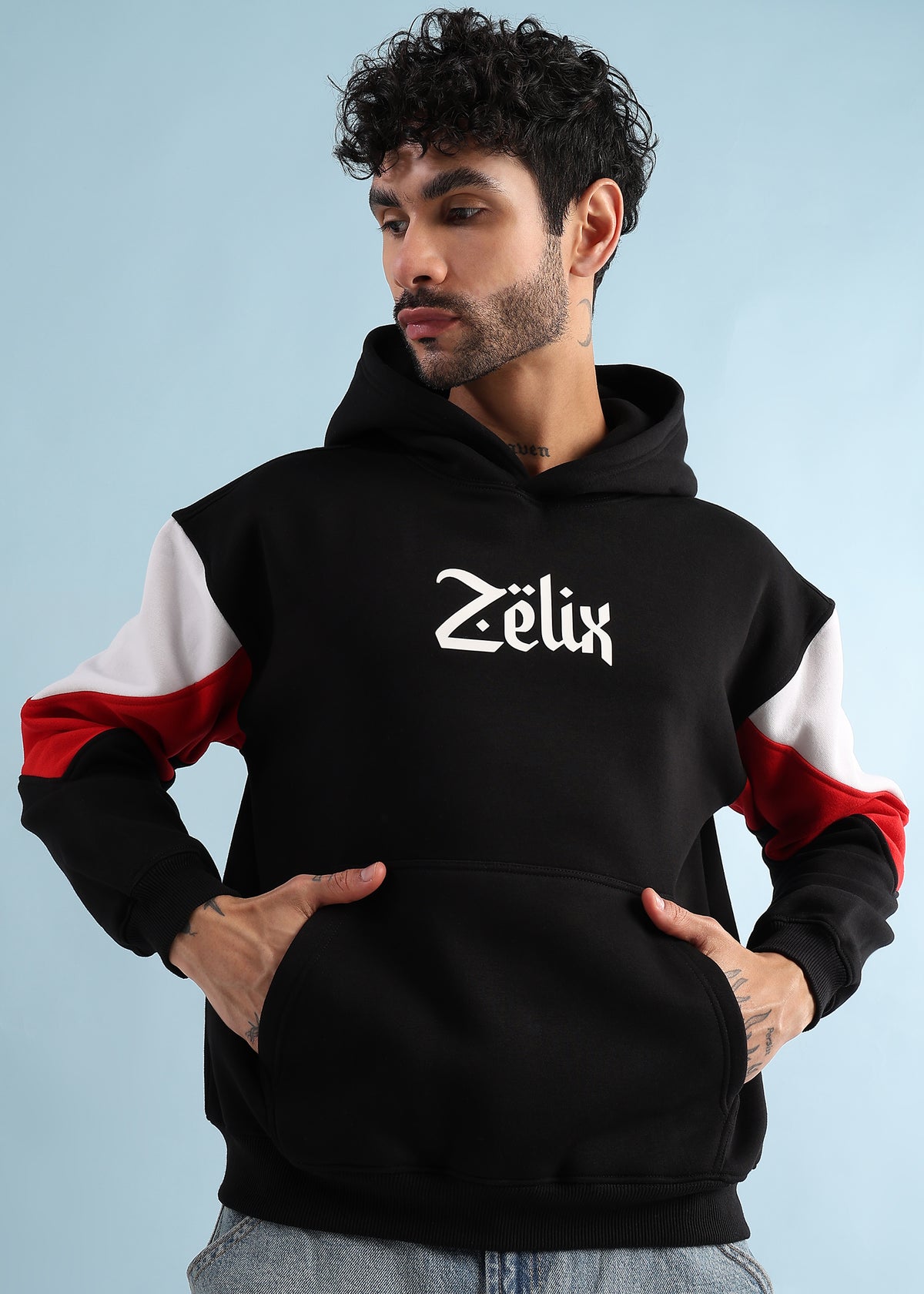 Urban Dimension Fleece Hoodie Black Red