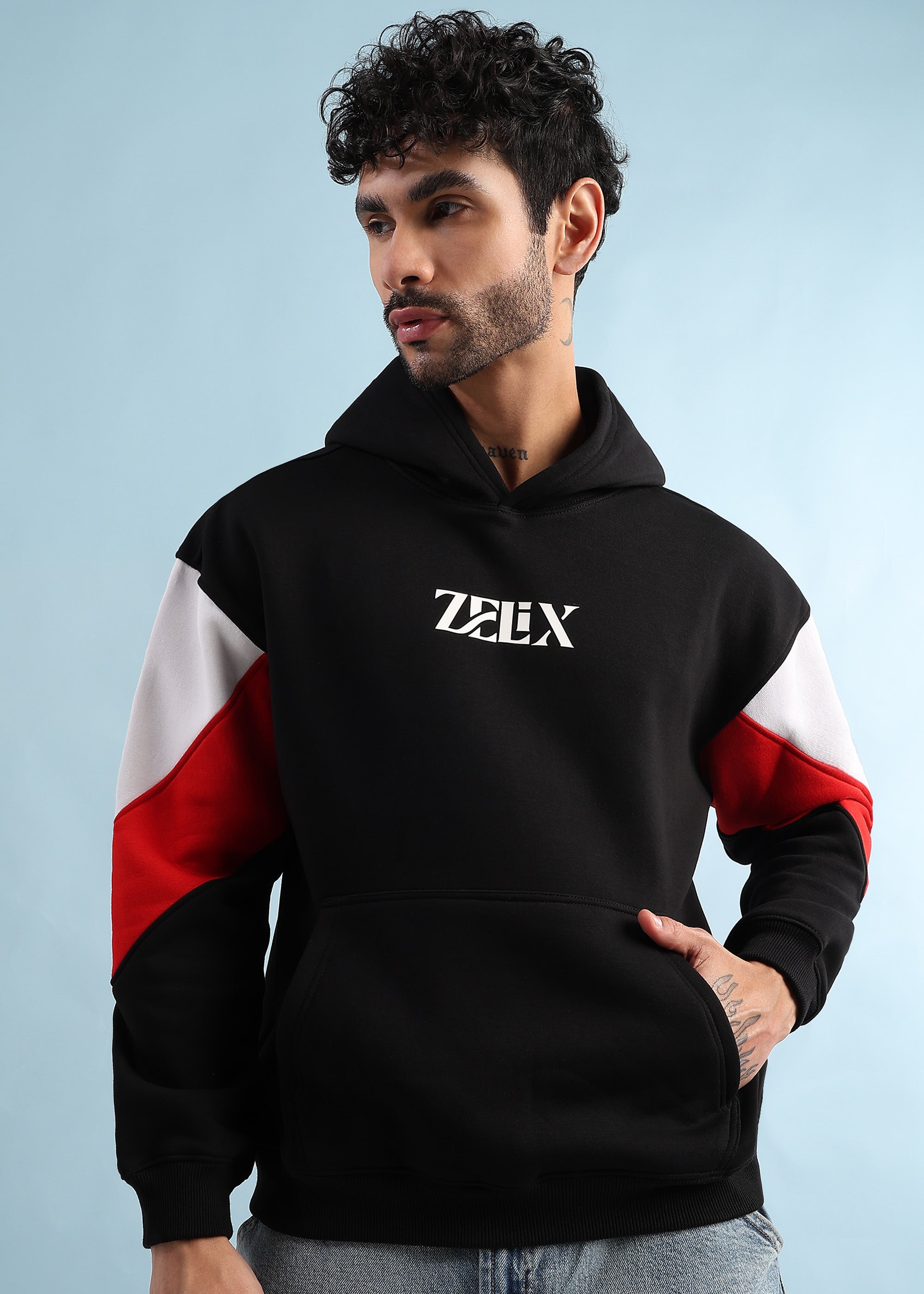 True Grit Fleece Hoodie Black Red