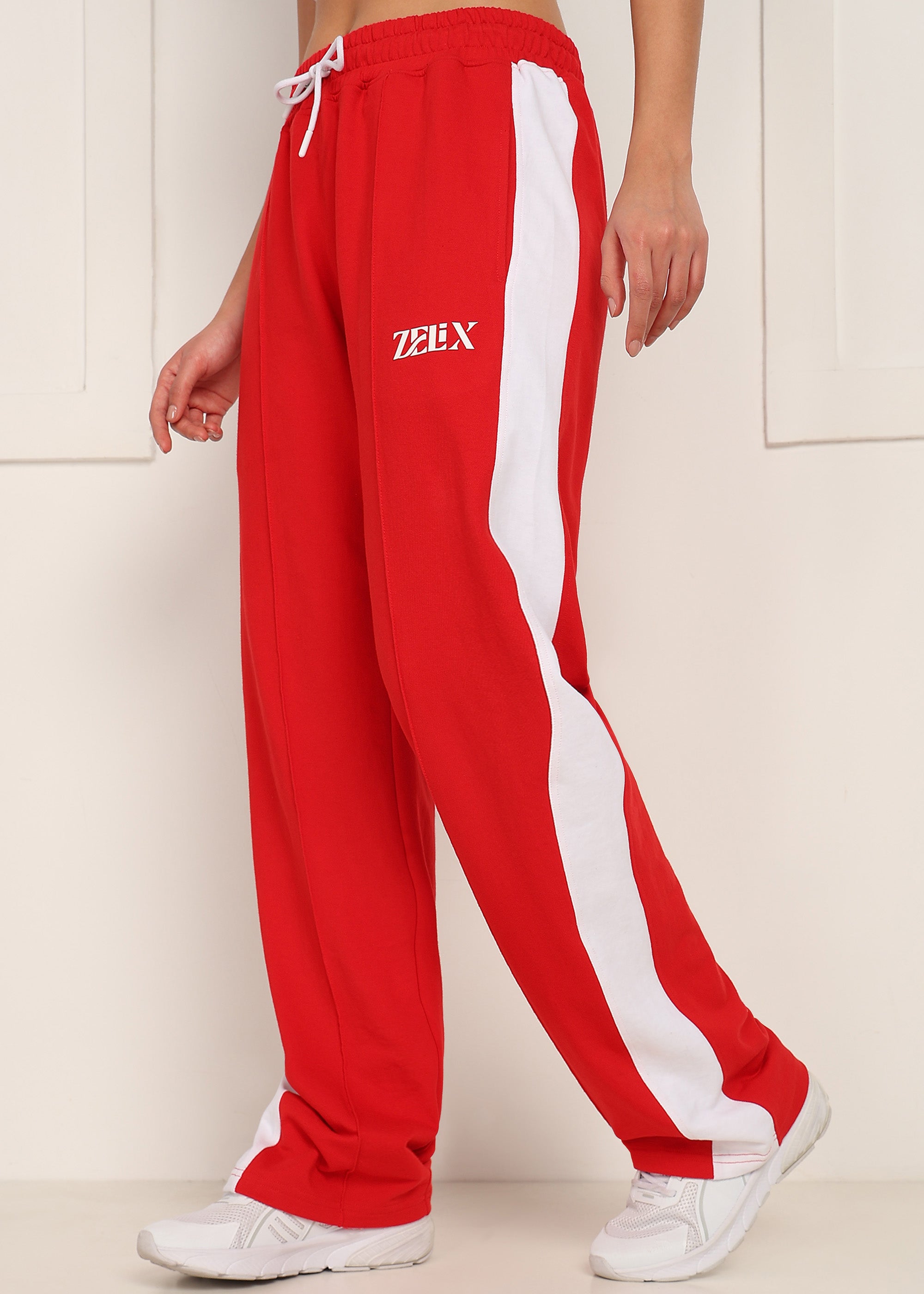 Women Vortex Side Seam Jogger Red White