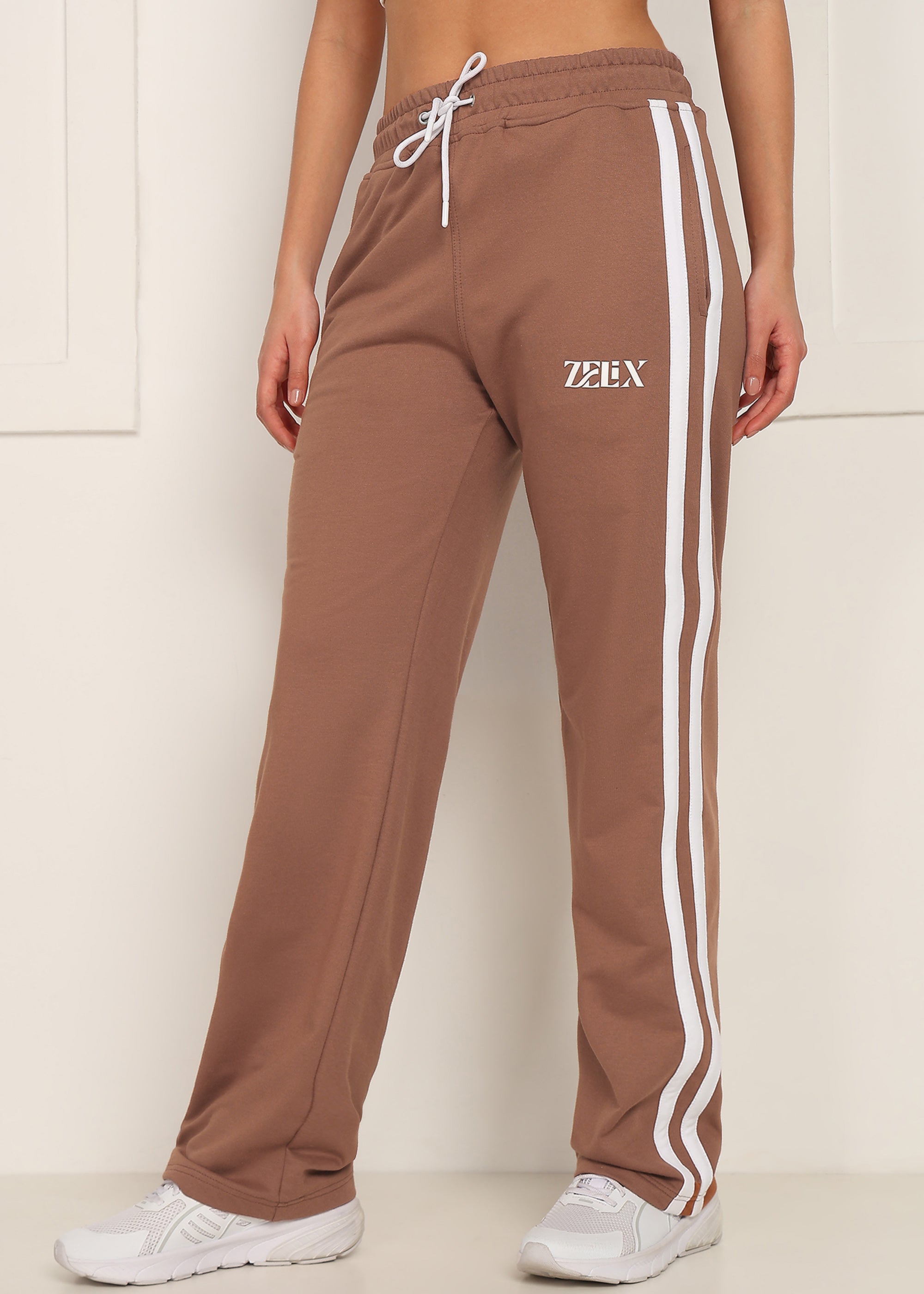 Women Vector Stripe Jogger Brown White
