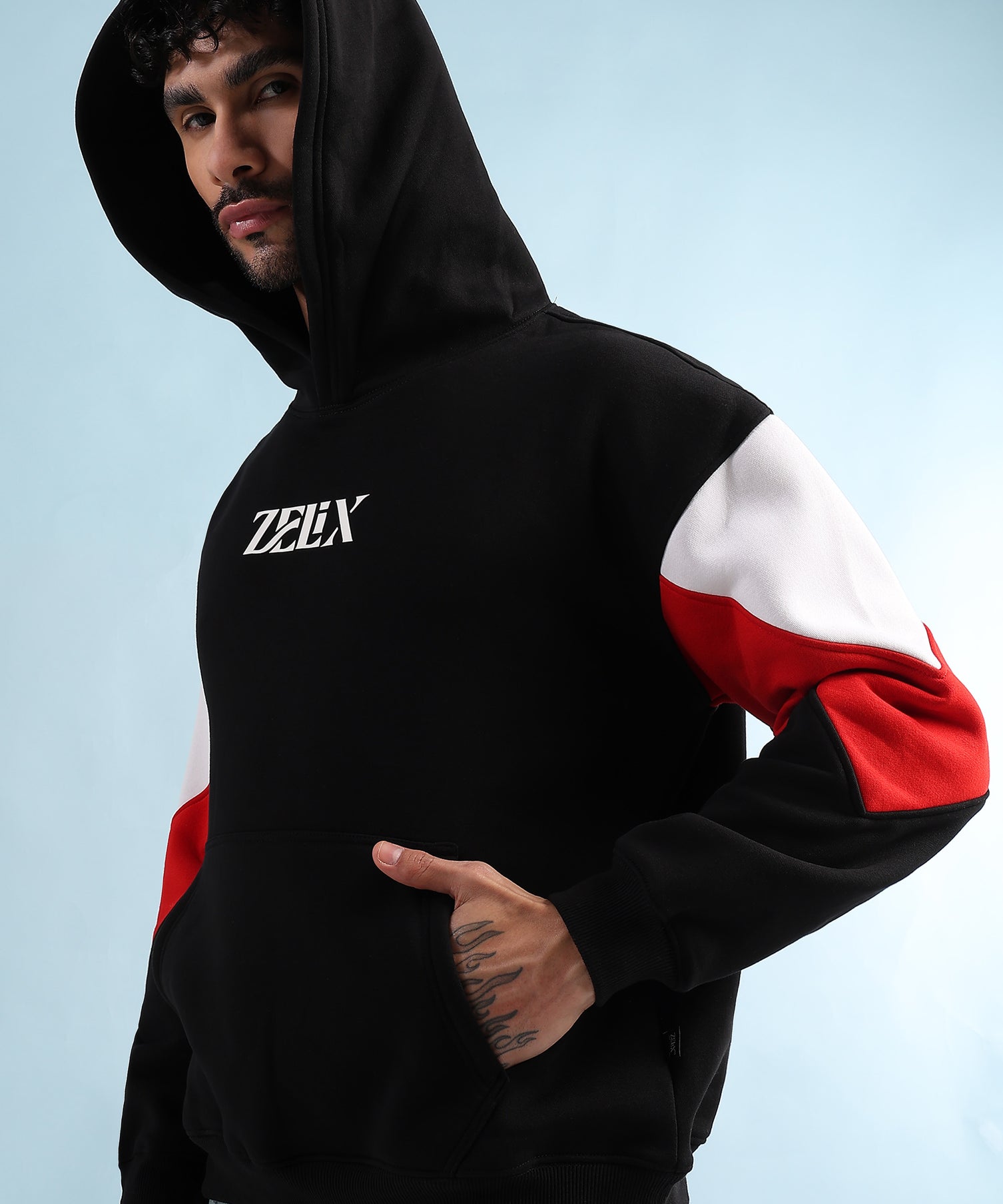 True Grit Fleece Hoodie Black Red