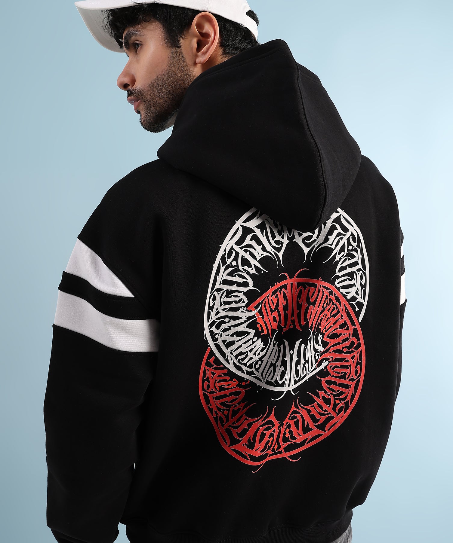 Rebel Thread Fleece Hoodie Black White