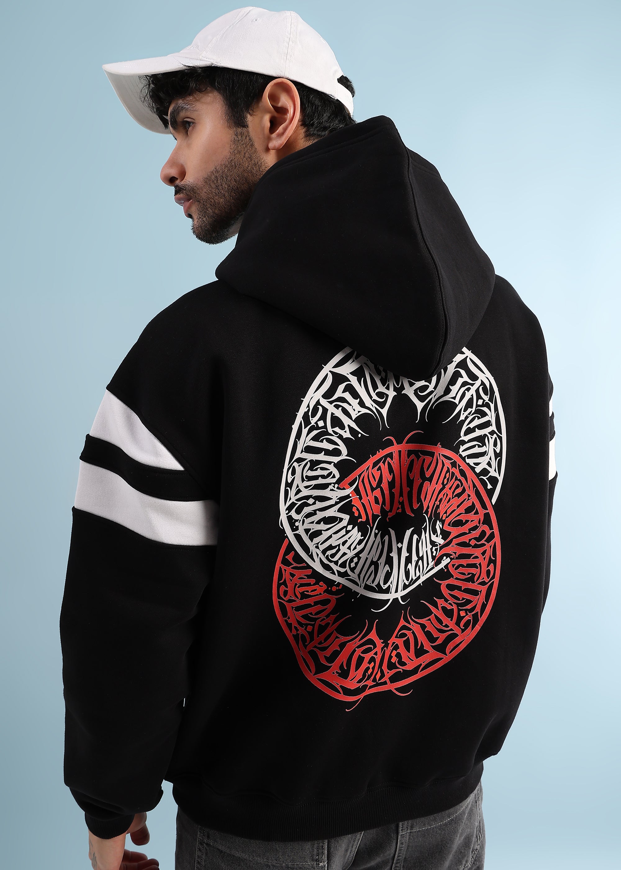 Rebel Thread Fleece Hoodie Black White