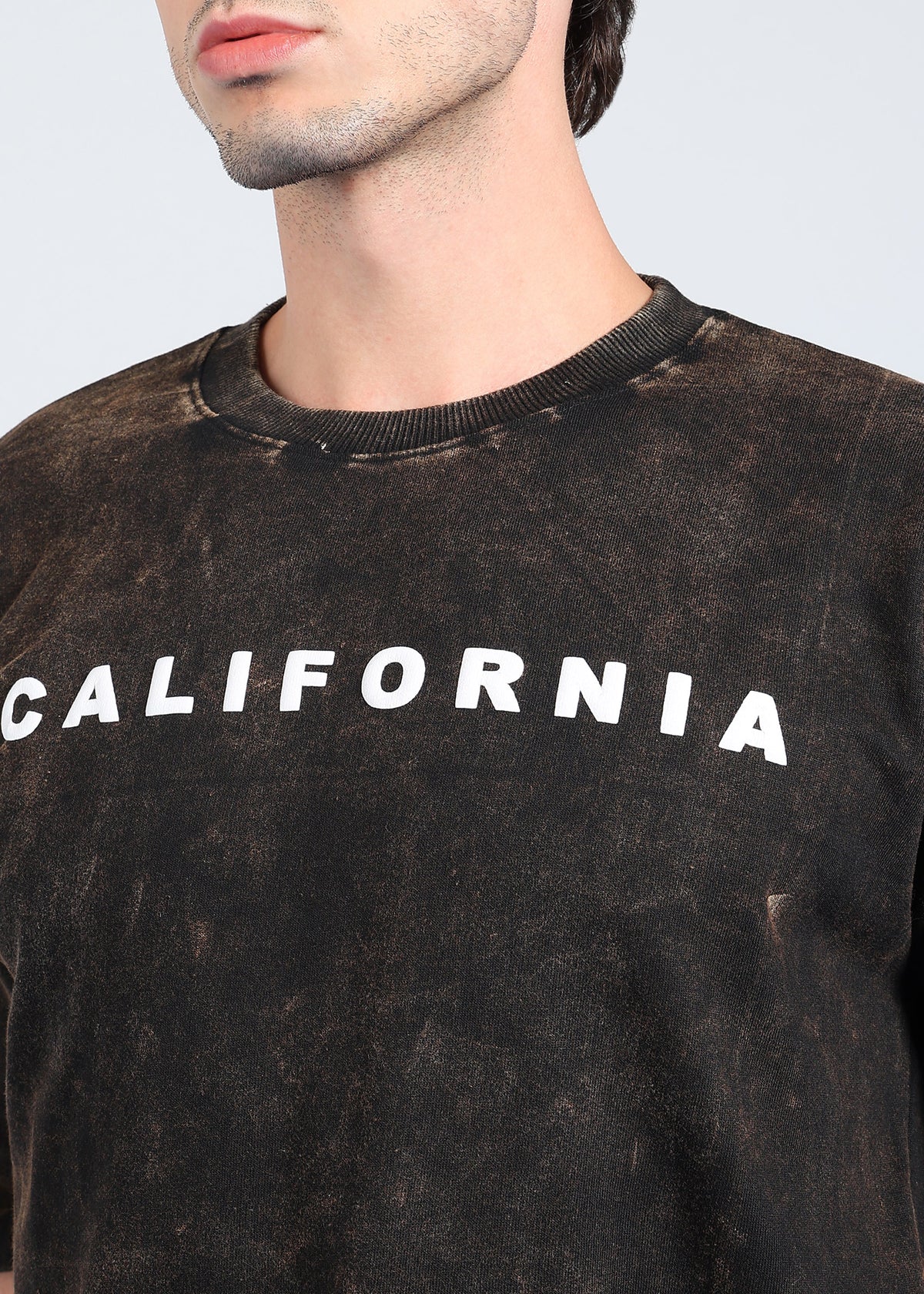 California Puff Acid Wash T-Shirt Brown
