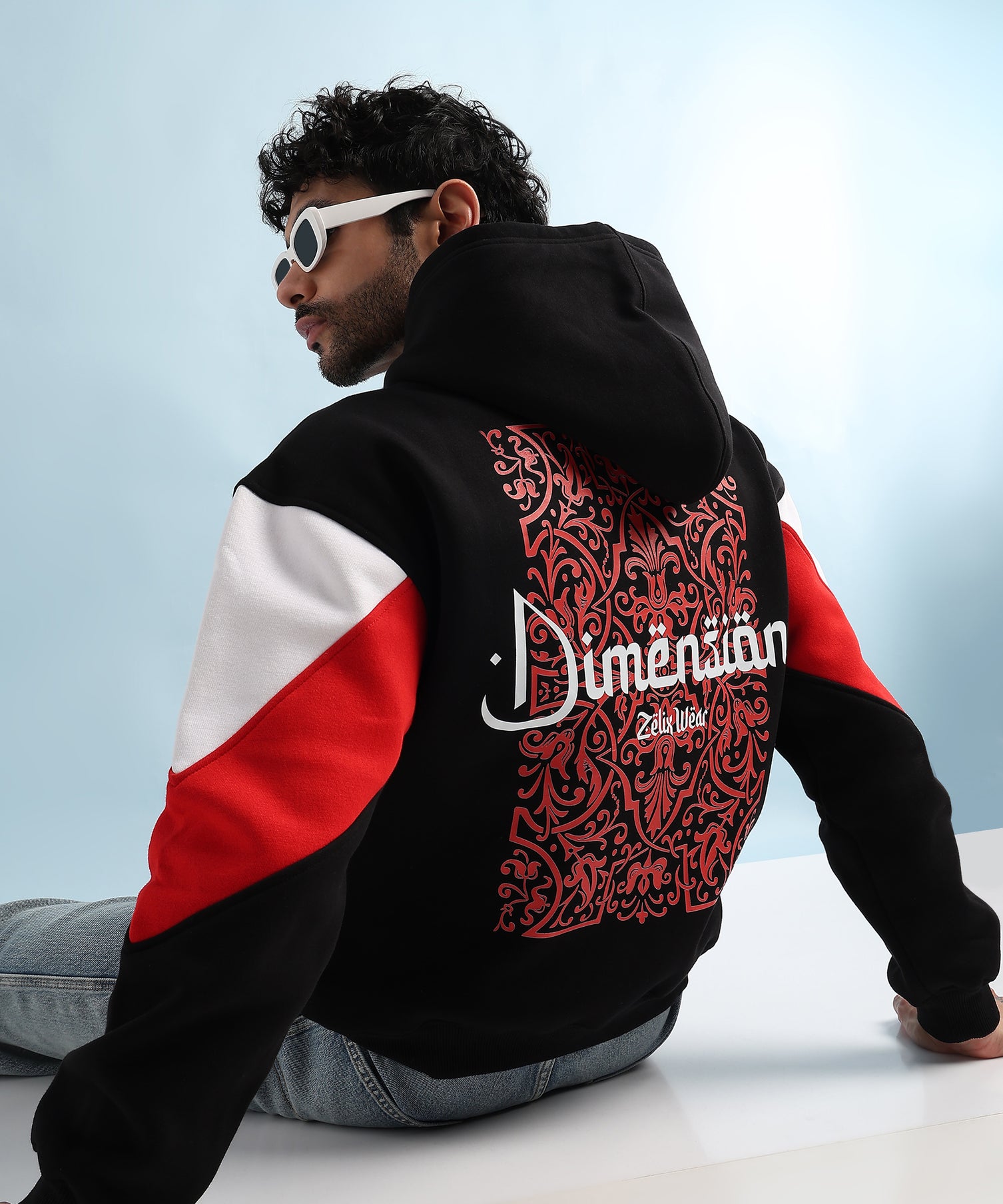Urban Dimension Fleece Hoodie Black Red